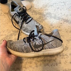 Nike Black and White Knit Running Shoes